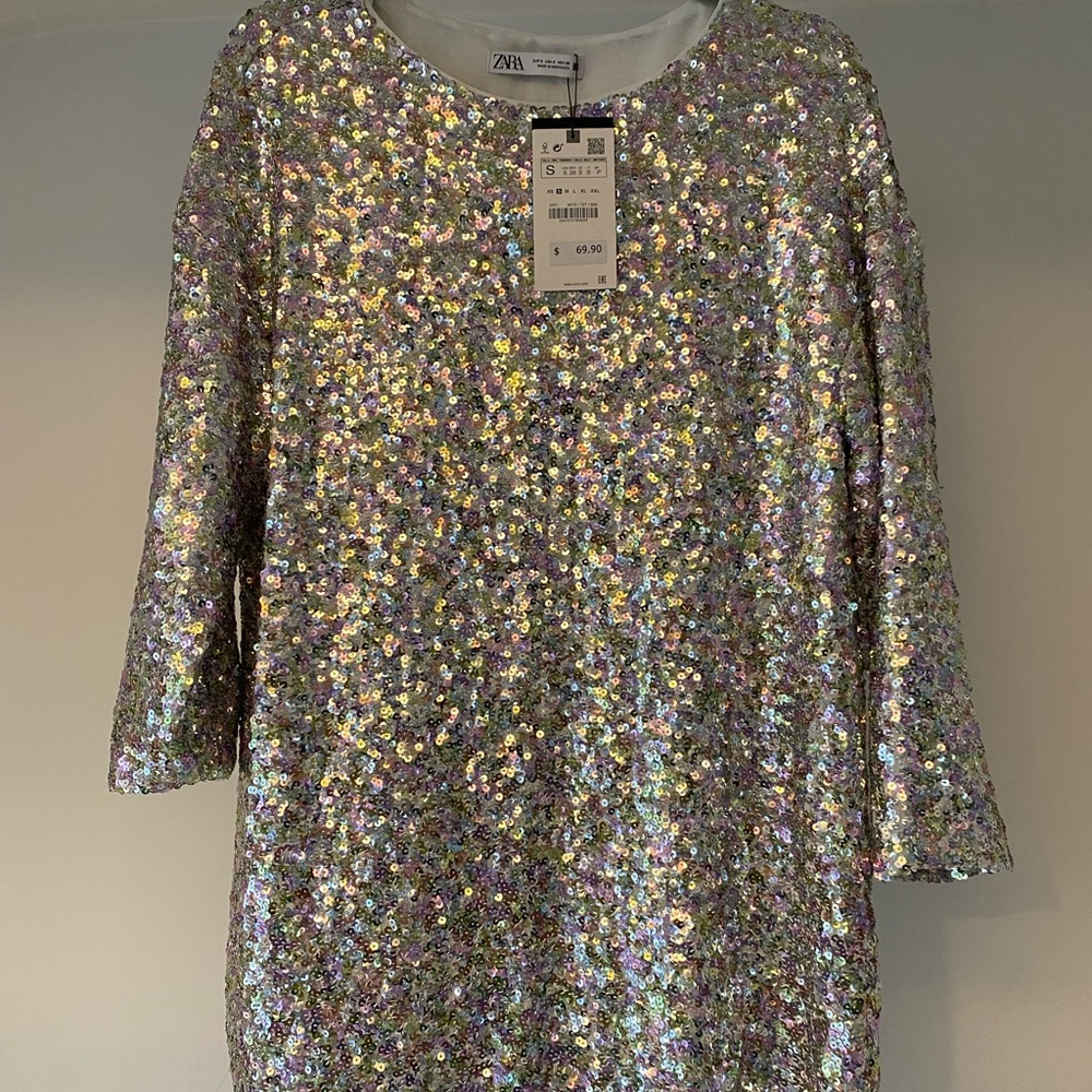 Zara sequin shift dress